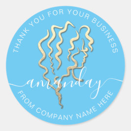 Golden Logo naam blauw haar wimpers dank u Ronde Sticker