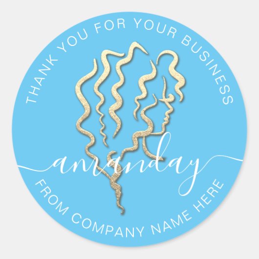 Golden Logo naam blauw haar wimpers dank u Ronde Sticker (Voorkant)