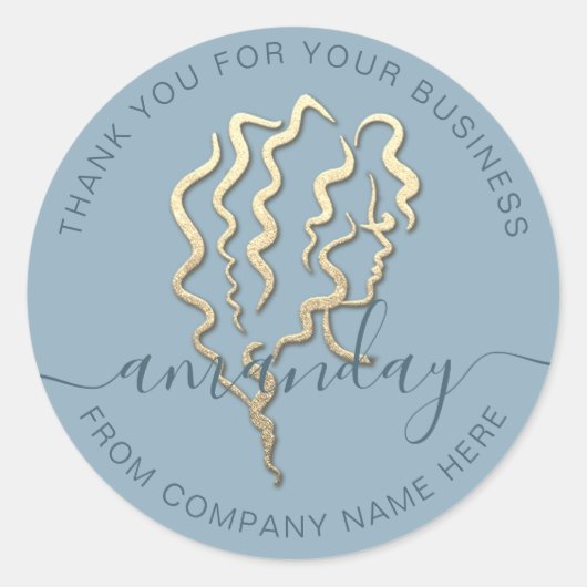 Golden Logo name Smoky Blue Hair Lashes Hartelijk  Ronde Sticker (Voorkant)