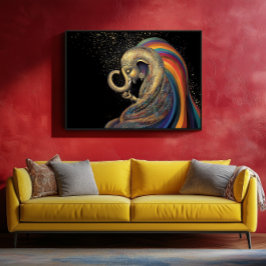 Golden Lord Ganesha Kleurrijke Regenboog Goud Zwar Poster
