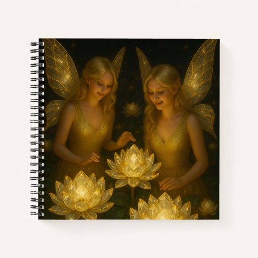 Golden Lotus Fairies Fantasy Art Journal Notitieboek (Voorkant)