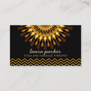 Golden Lotus Flower Chevron Yoga Health Massage Visitekaartje