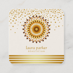Golden Lotus Flower Confetti Yoga Meditation Spa Vierkante Visitekaartje