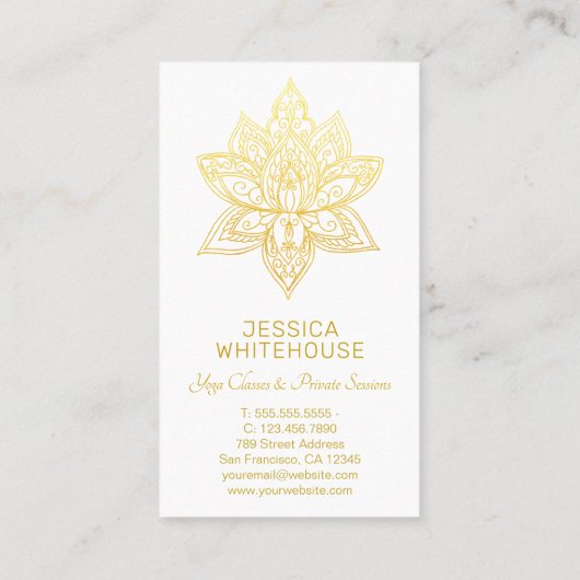 Golden Lotus Flower Elegant Visitekaartje (Achterkant)