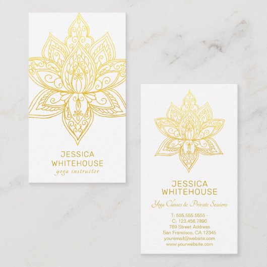 Golden Lotus Flower Elegant Visitekaartje (Voorkant / Achterkant)