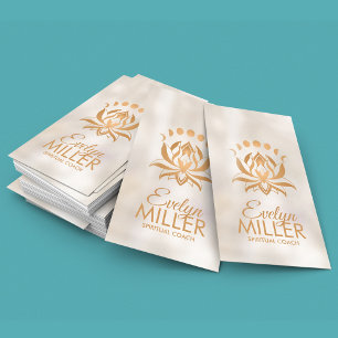 Golden Lotus flower en maanfasen Visitekaartje