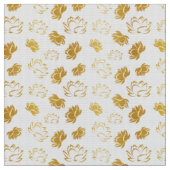 Golden Lotus Flower Pattern on white Background Stof (Close Up)