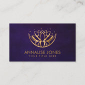 Golden Lotus flower shape en maan op paars Visitekaartje (Voorkant)