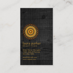 Golden Lotus Flower Wood Yoga Meditation HealthSpa Visitekaartje