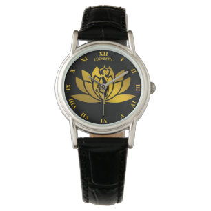 Golden Lotus Flower Yoga Meditation Cool Horloge