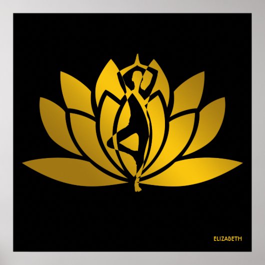 Golden Lotus Flower Yoga Meditation Cool Poster (Voorkant)