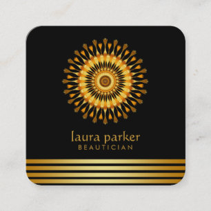 Golden Lotus Flower Yoga Meditation Health Spa Vierkante Visitekaartje
