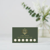 Golden Lotus | Groen | wellnessmassageyoga Visitekaartje (Staand voorkant)