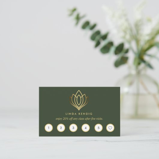 Golden Lotus | Groen | wellnessmassageyoga Visitekaartje (Staand voorkant)