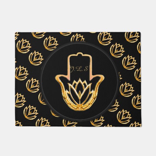 Golden Lotus Hamsa Hand Deurmat (Voorkant)