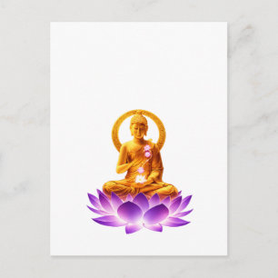 Golden Lotus Meditation Buddha Spiritual Yoga Desi Feestdagenkaart