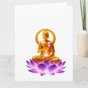 Golden Lotus Meditation Buddha Spiritual Yoga Desi Kaart