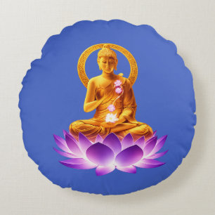 Golden Lotus Meditation Buddha Spiritual Yoga Desi Rond Kussen