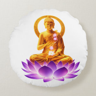 Golden Lotus Meditation Buddha Spiritual Yoga Desi Rond Kussen