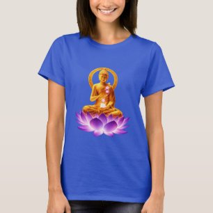 Golden Lotus Meditation Buddha Spiritual Yoga Desi T-shirt
