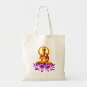 Golden Lotus Meditation Buddha Spiritual Yoga Desi Tote Bag