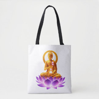 Golden Lotus Meditation Buddha Spiritual Yoga Desi Tote Bag