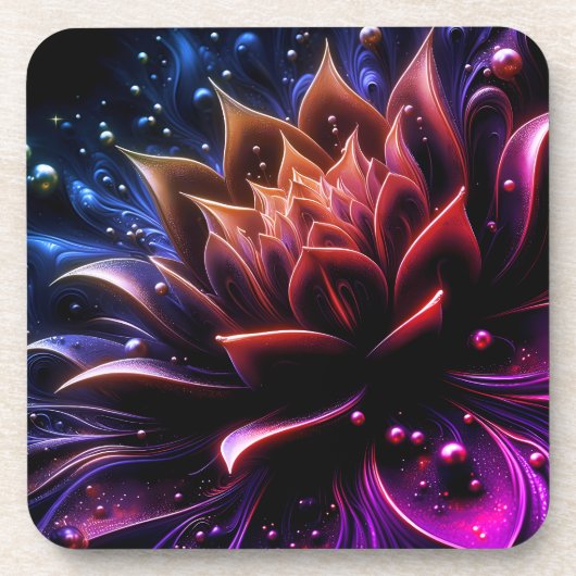 Golden Lotus Radiance – Abstract mystiek ontwerp Bier Onderzetter (Voorkant)