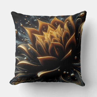 Golden Lotus Radiance – Abstract mystiek ontwerp Kussen
