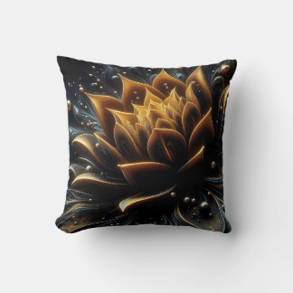 Golden Lotus Radiance – Abstract mystiek ontwerp Kussen