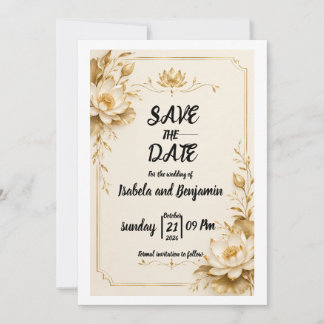 Golden Lotus Save The Date kaart