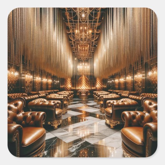 Golden Lounge Vierkante Sticker (Voorkant)