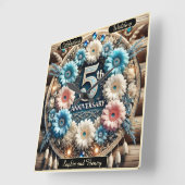 Golden Love: 5e Jubileum Design Vierkante Klok (Hoek)