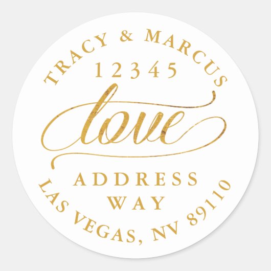 Golden Love Couples Weddenschap Ronde Sticker (Voorkant)