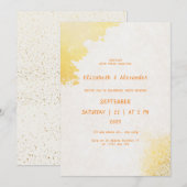 Golden Love: Elegant Gold Wedding Invitation Kaart (Voorkant / Achterkant)