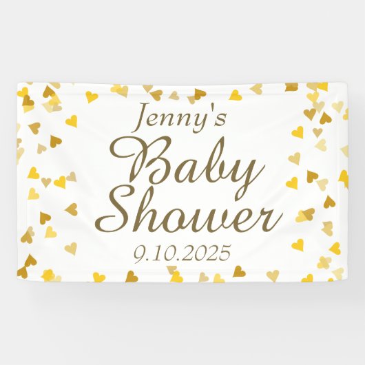 Golden Love Hearts Baby shower / Sprinkle Spandoek (Horizontaal)