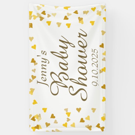 Golden Love Hearts Baby shower / Sprinkle Spandoek (Verticaal)