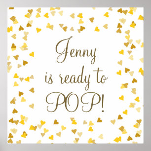 Golden Love Hearts Ze staat op het punt te bevalle Poster