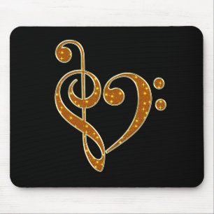 Golden Love Musical Notes Mousepad Muismat
