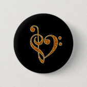 Golden Love Musical Notes Ronde Button 5,7 Cm (Voorkant)