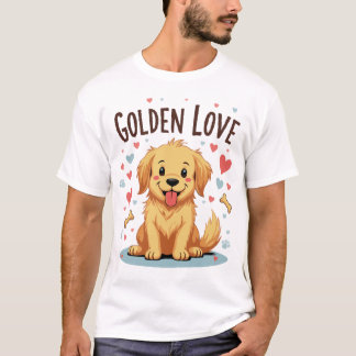 Golden Love - Schattige Golden Retriever T-shirt