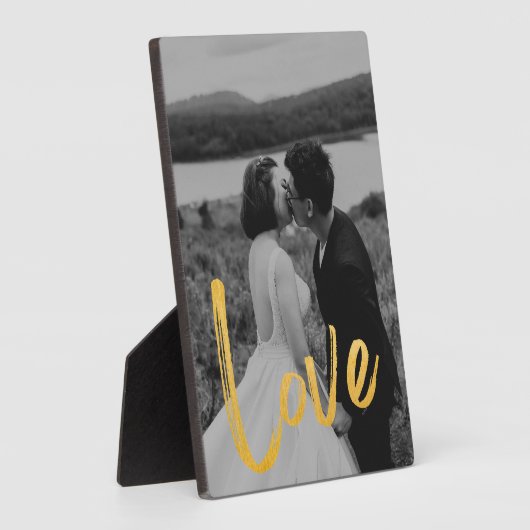Golden LOVE Script Easel Personaliseer Foto Fotoplaat (Zijkant)