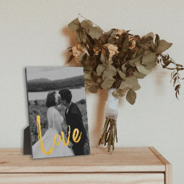 Golden LOVE Script Easel Personaliseer Foto Fotoplaat