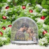 Golden Love You Elegant Modern Script Photo Sneeuwbol (Kerstmis)