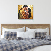 Golden Lovers Portrait ❤️ Klimt Geïnspireerd Ontwe Canvas Afdruk (Insitu (Slaapkamer))