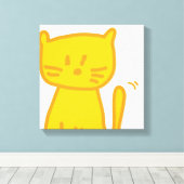 Golden Luck Cat Doodle Canvas Afdruk (Insitu (Houten vloer))