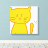 Golden Luck Cat Doodle Canvas Afdruk (Insitu (Houten vloer))