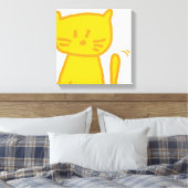 Golden Luck Cat Doodle Canvas Afdruk (Insitu (Slaapkamer))