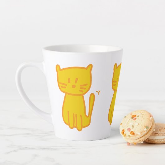 Golden Lucky Cat Doodle Latte Mok (In situ)