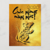 Golden Lunar Vietnamees Rat 2020 GP Uitnodiging Briefkaart (Voorkant)