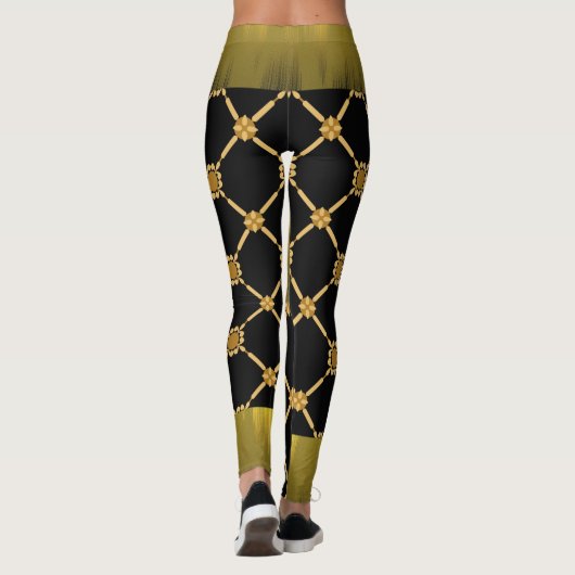 Golden Luxe: Zwarte Elegantie Leggings (Achterkant)